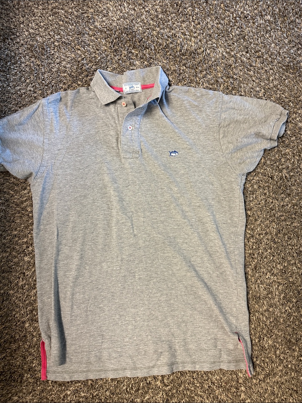 Southern Tide Grey Polo with Subtle Whale Logo
